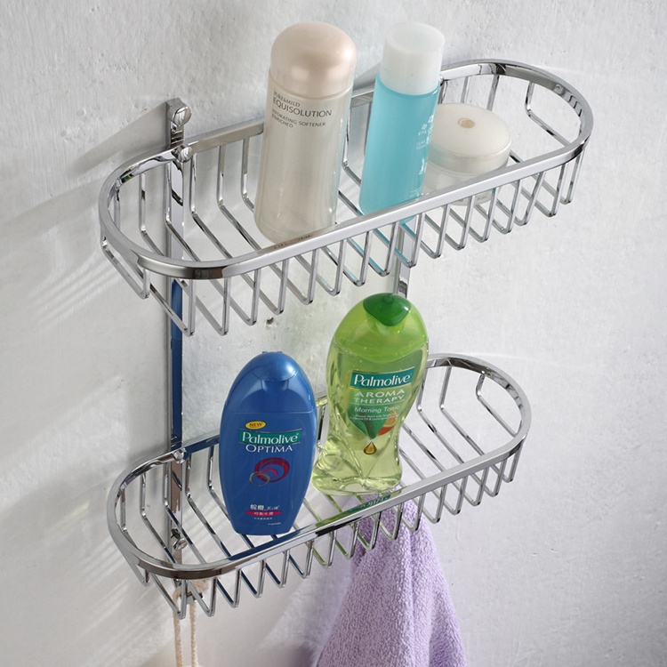 Stainless Steel Two Tier Bathroom Wall Shower Corner Triangle Shelf