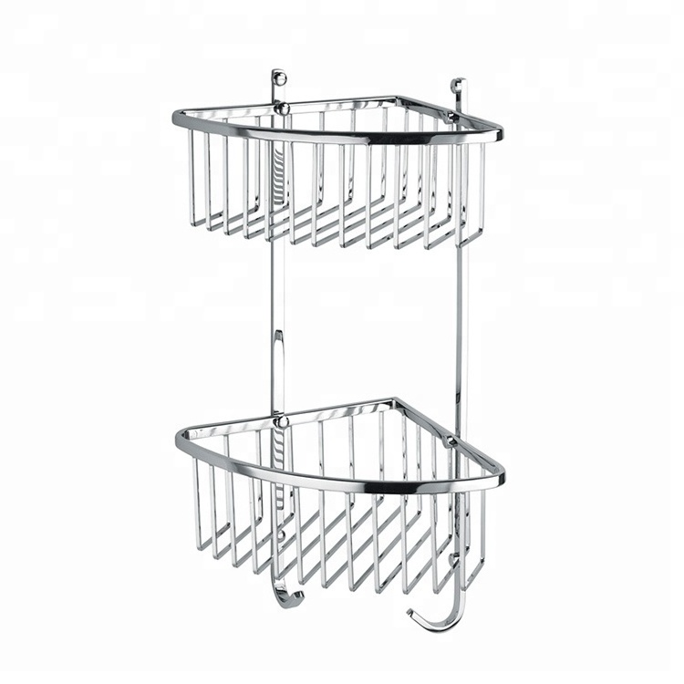 Stainless Steel Two Tier Bathroom Wall Shower Corner Triangle Shelf