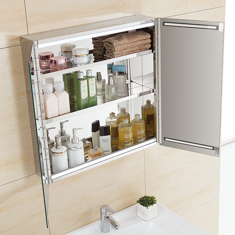 Stainless Steel Shaving Led Light Bathroom Sink Vanity Mirror Cabinet