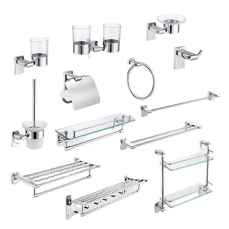 Cheap Luxurious Hotel Modern Toilet Stainless Steel 6 Pieces Bathroom Accessories Set