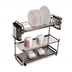 Kitchen 3 Tier Stainless Steel Wall Mounted Dish Drying Rack Plate Holder Dish Drainer Rack