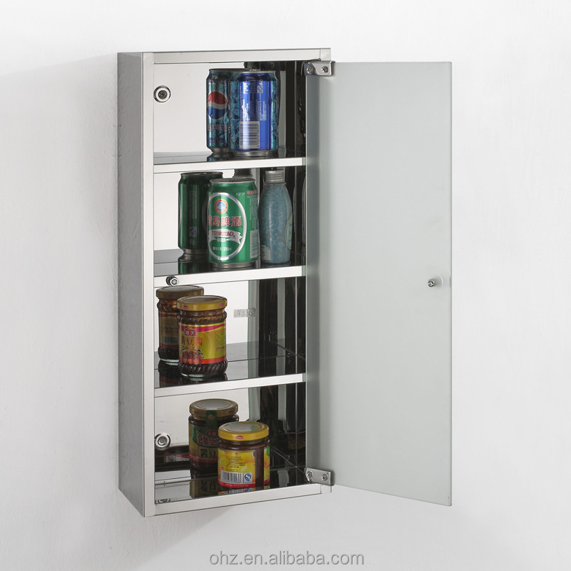 Metal kitchen wall mounted storage cabinets with glass doors