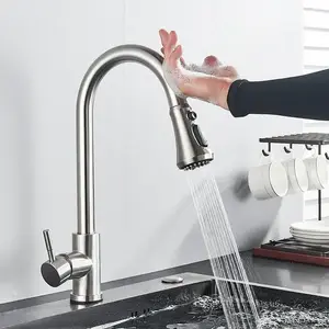 Pull Out Sensor 360 Rotated Automatic Water Saver Tap Smart Faucet Sensor Kitchen Automatic Sensor Faucet