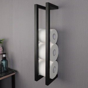 Customized Multifunction Matt Black Bathroom Towel Rack Toilet Paper Holder Toilet Paper Roll Holder