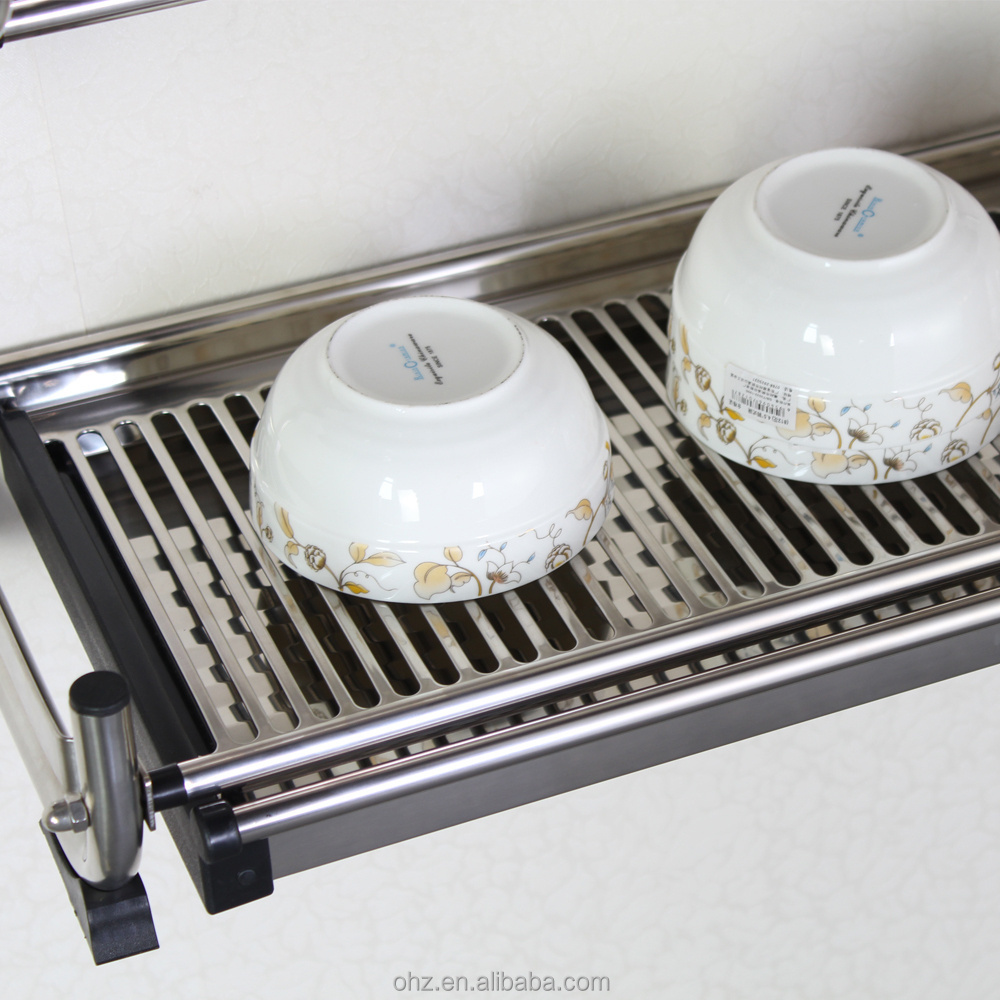 Kitchen Storage Holders & Racks Rust-free Polishing Stainless Steel Wall Mounted Dish Drying Rack