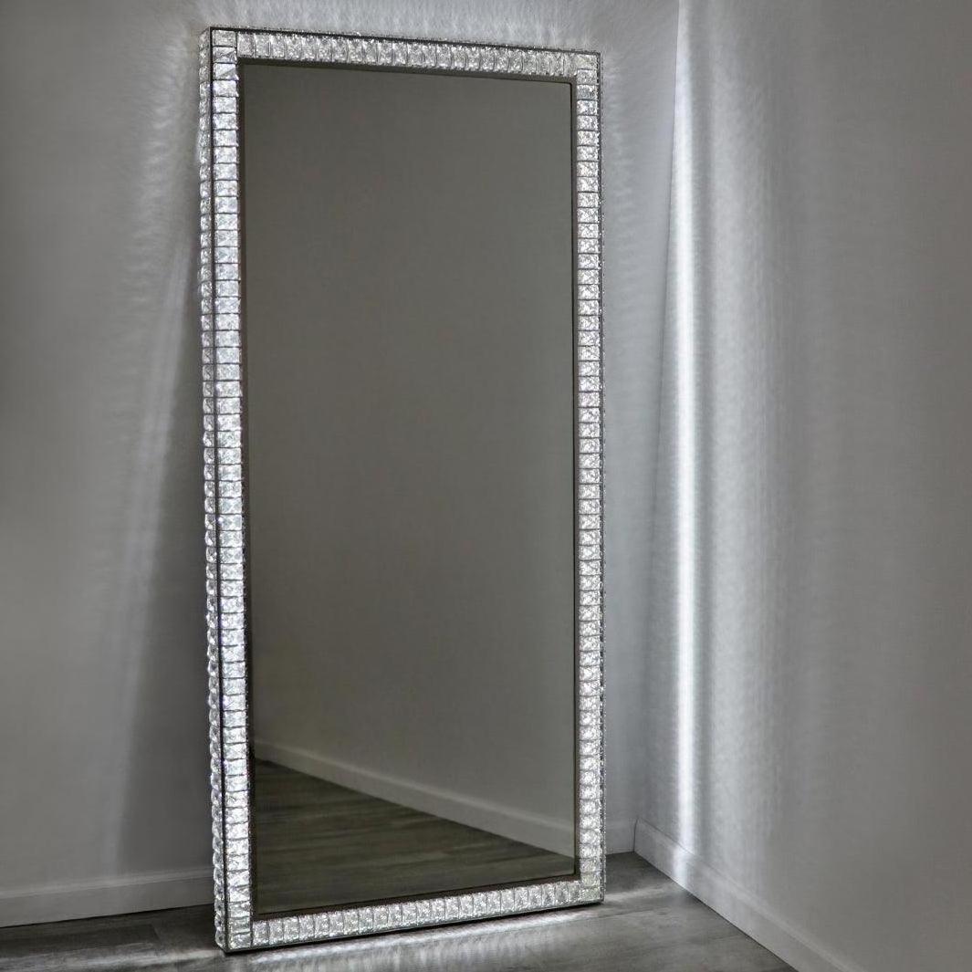 Luxury Crushed Diamond Wall Mirror Bathroom Full Length Crystal Mirror Wall Decorations For Home