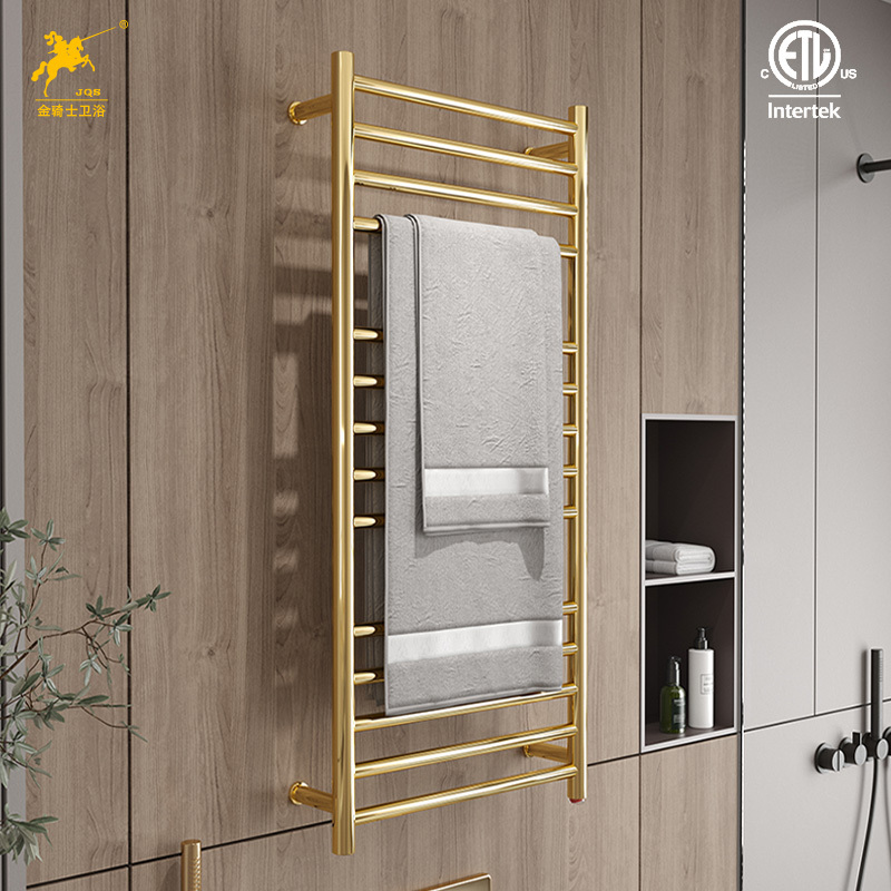 Gold electric heated drying towel rail Bathroom Radiator stainless steel wall hanging towel warmer rack