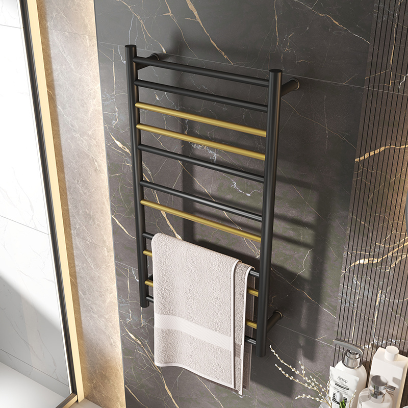 Professional Heated Towel Rail 304 Stainless Steel Black Bathroom Towel Warmer Dryer Racks