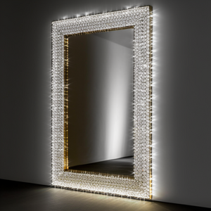 Luxury Crushed Diamond Wall Mirror Bathroom Full Length Crystal Mirror Wall Decorations For Home