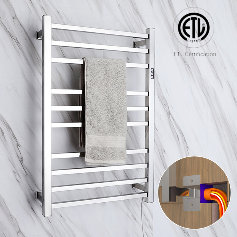 Hardwired/Plug-in 304 Stainless Steel Towel Racks Wall Mounted Spa Towel Warmer Heated Towel Rack