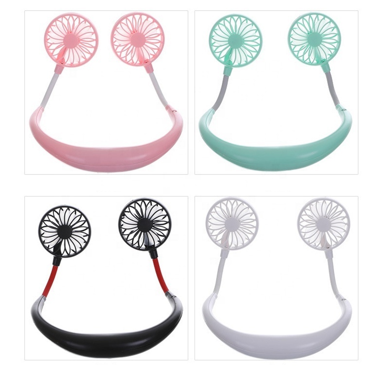 Hands Free Neckband Sports Fan Portable Rechargeable Usb Electric Battery Lazy Hanging Mini Band Neck Fan