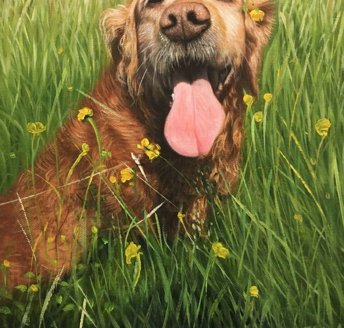 Pet Portrait Custom Dog Painting from Photo Realistic Pet Memorial Gift Portrait Commission Animal Oil Painting Art