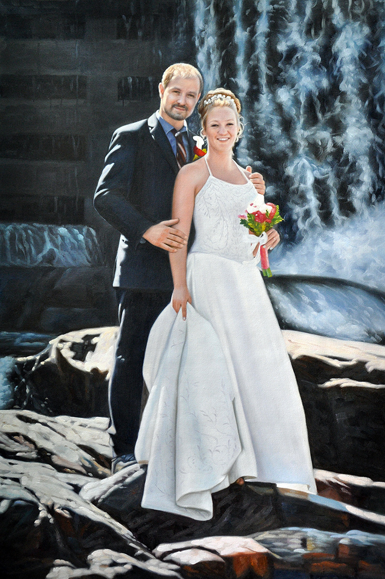 Factory Price Custom Picture Souvenir Handmade Portrait Oil Painting Wedding Gift