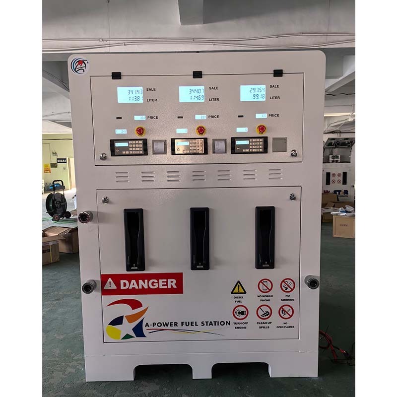 1500L 3 hose vertical mobile gas station container fuel tank refueling machine with emergency stop switch