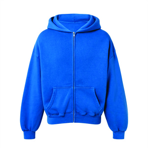 Factory Custom full zip up hoodie 500 gsm cotton full face zip double layer heavy weight custom zip up hoodies men