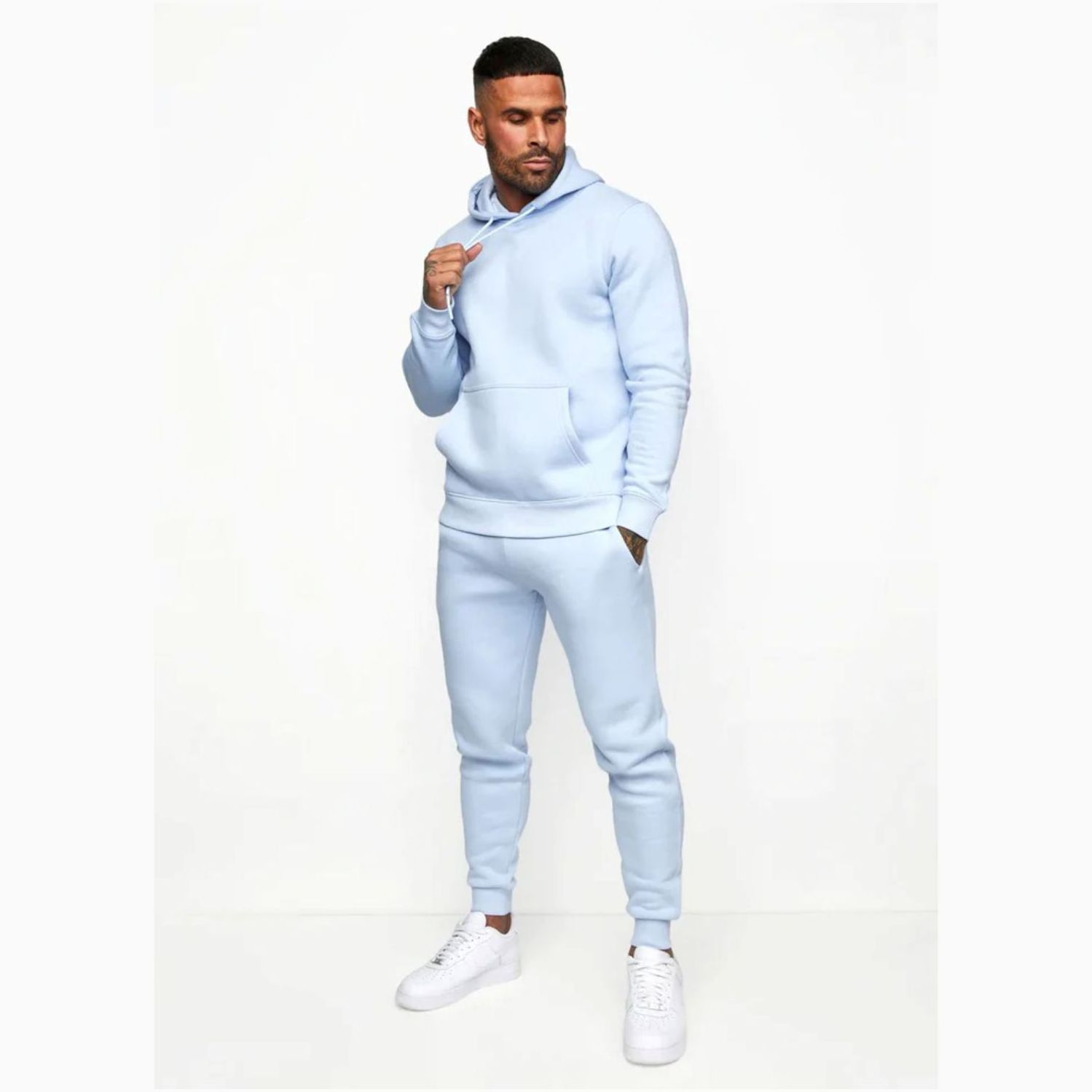 Slim Custom Fashion Fitted Printed Team Blue Gym Tracksuit for Men Sport Wear Sweat wear Two Pieces Blank Sport Tracksuit Men