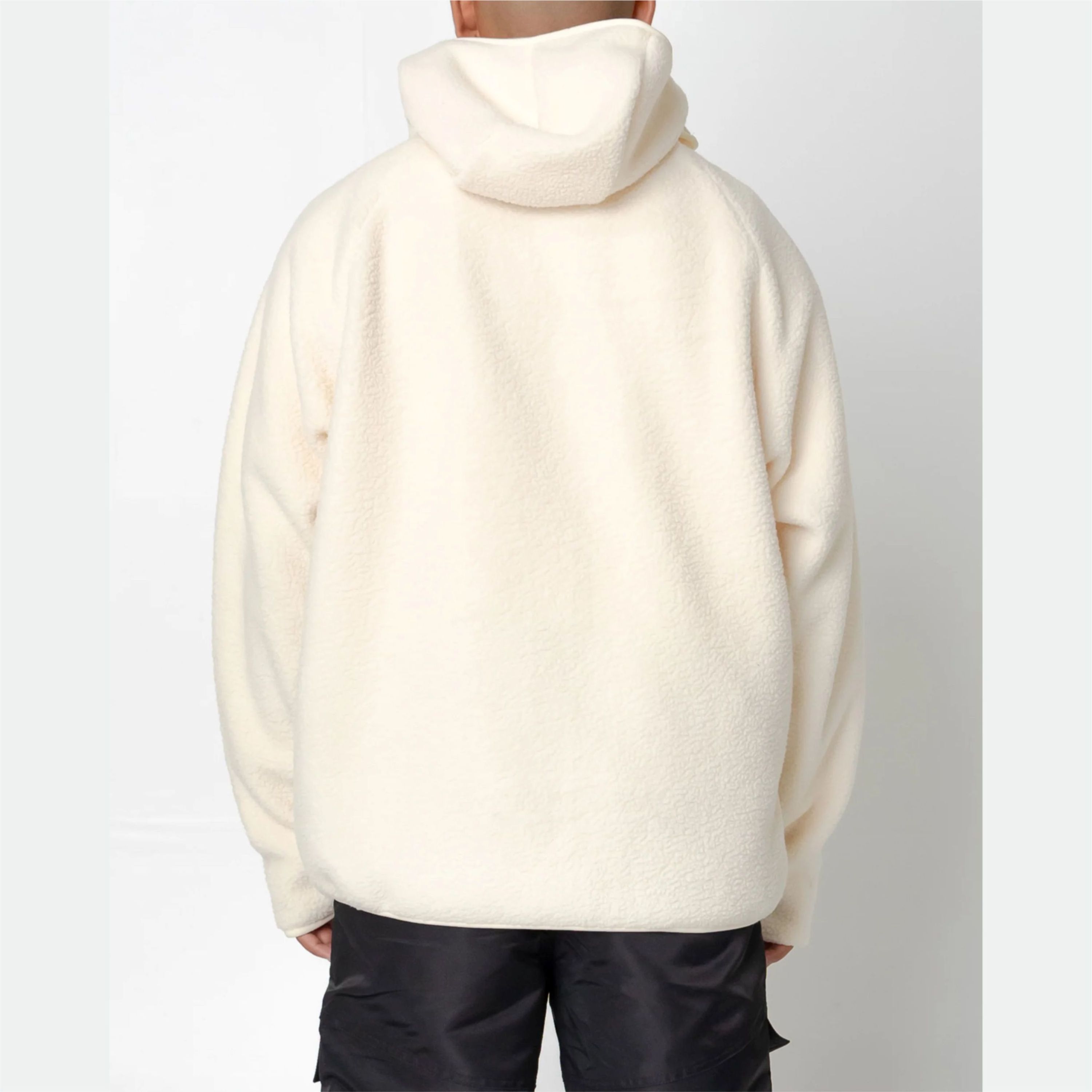 Wholesale Custom Oversized Light Cream Color Sherpa Plush Fleece Sweatshirt Luxury Winter Thick Adults Wearable Blanket Hoodie