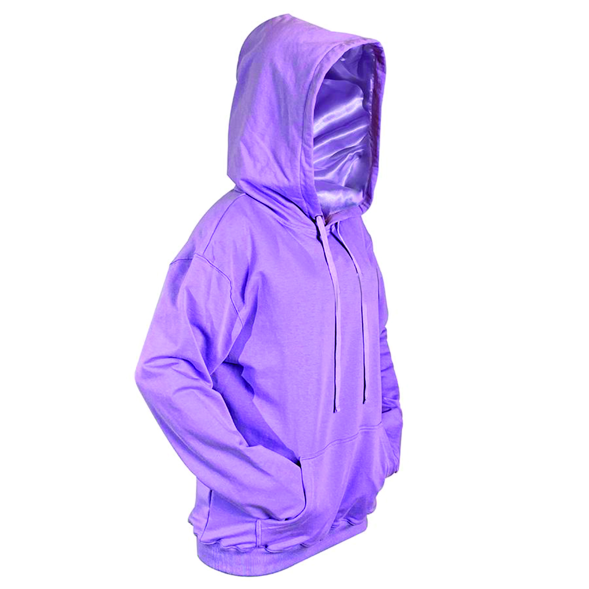 Luxury Cotton Polyester Hooded Oversized Men Pullover Hood Sweatshirt Women Fleece Custom Silk Satin Lined Hoodie with Silk Hood