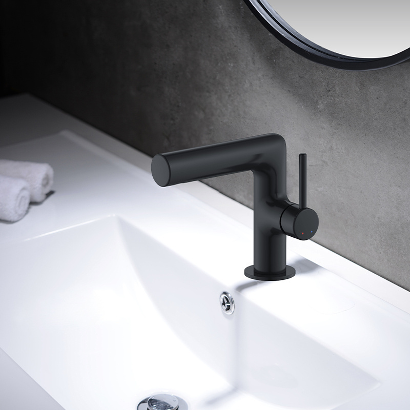 2021 New products Modern Bathroom Faucet Single Handle Vanity Sink Faucet Brass Rust Free Matte Black Brass basin faucet