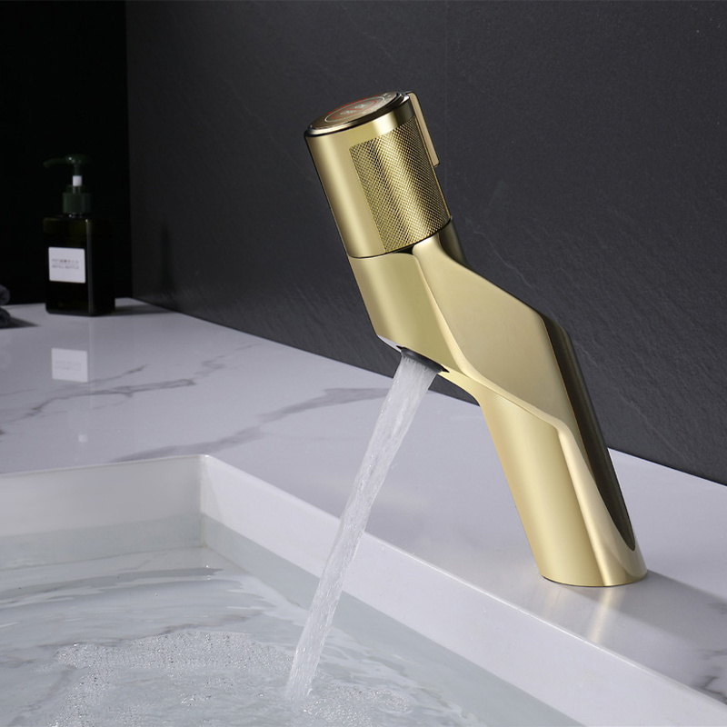 Luxury Basin Faucet Modern Hot and Cold Tub Faucet Black Gold OEM Brass Bathroom Faucet