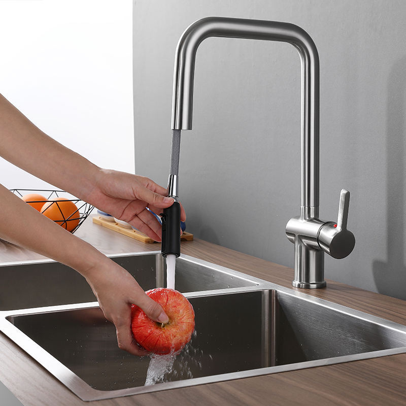 High end fashion durable kitchen plumbing faucet black pull out faucet