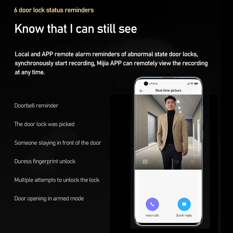 M-XM-Fully Automatic Pro 2022 Mijia Mihome Security Protection Biometric Digital Electronic Smart Lock With  Camera  Fingerprint