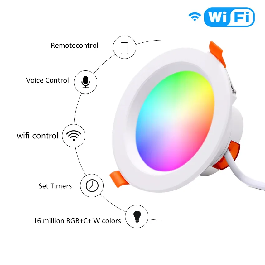 LED Downlight WiFi 9w,12w Smart APP Dimming Round Spot Light Color Changing Warm Cool light