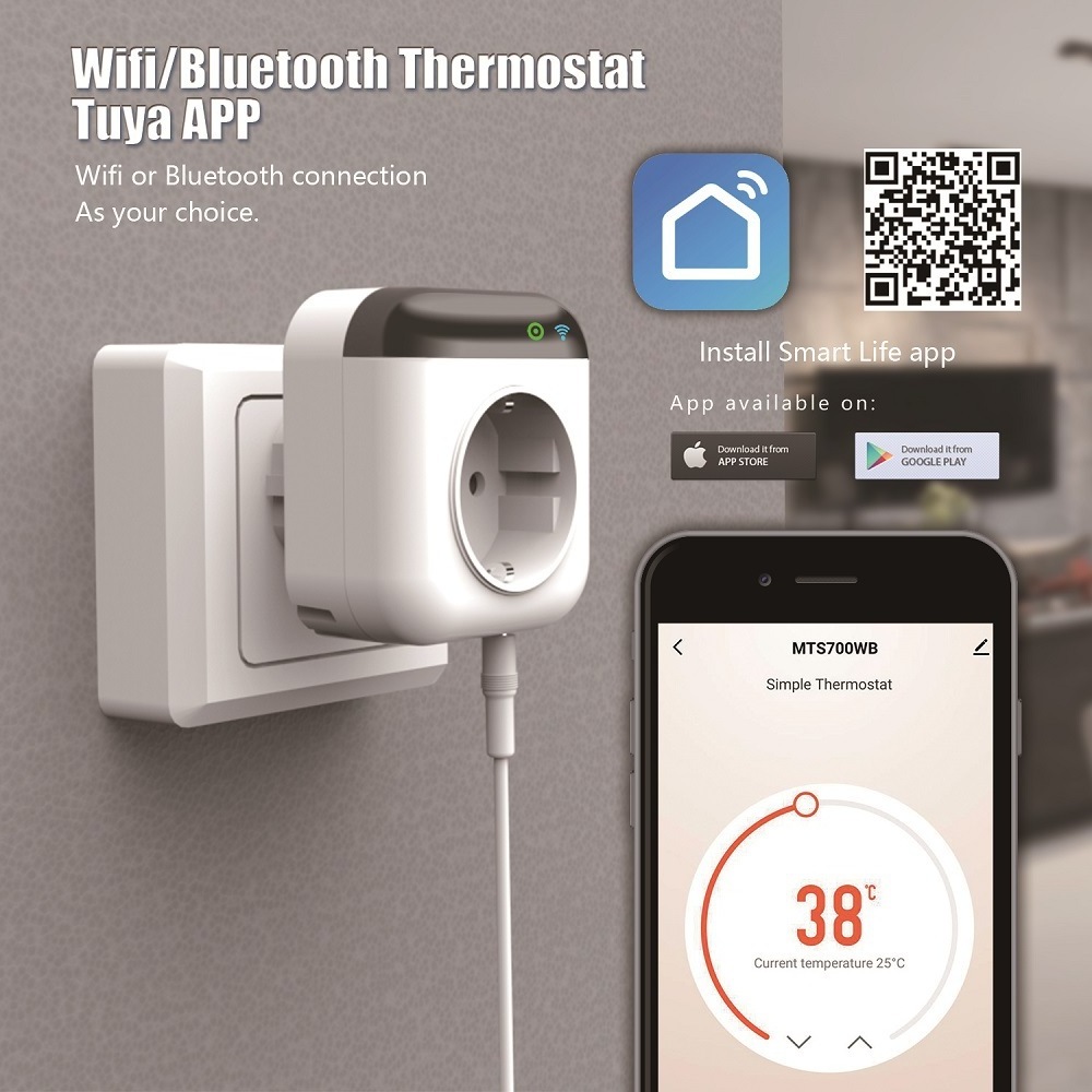 Factory Direct Sales 2023 Tuya Wifi Intelligent Thermostat Socket Intelligent Voice Control Timer Switch Socket