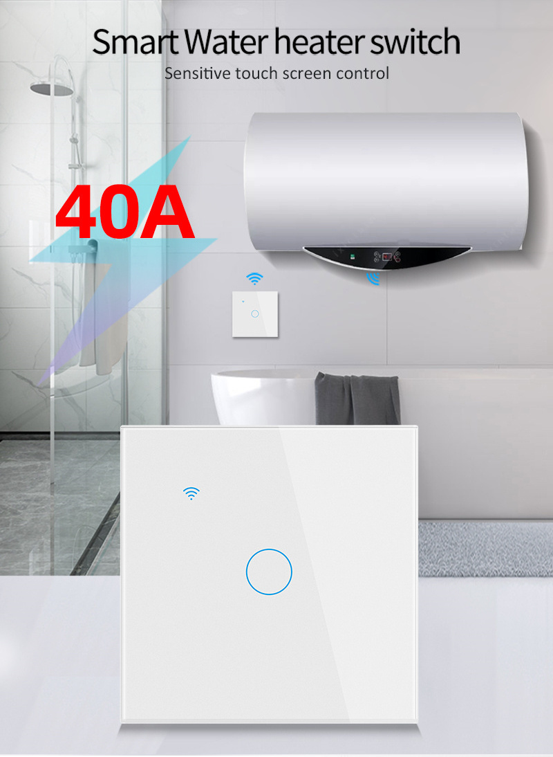 WiFi Smart Boiler Switch Water Heater Smart Touch Switch 40A Tuya EU UK US AU App Control Timer Voice Alexa Google Home