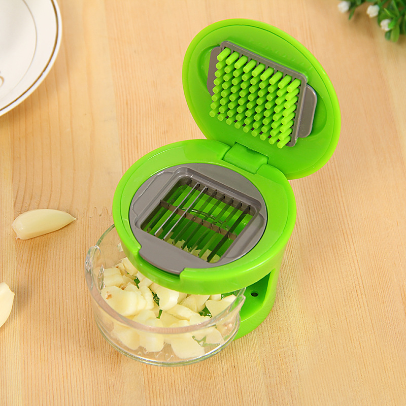 3 in 1stainless steel Slice Dice Garlic Crusher Machine round Lid Garlic Cube Easy use  Garlic slicer