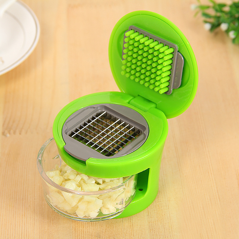 3 in 1stainless steel Slice Dice Garlic Crusher Machine round Lid Garlic Cube Easy use  Garlic slicer