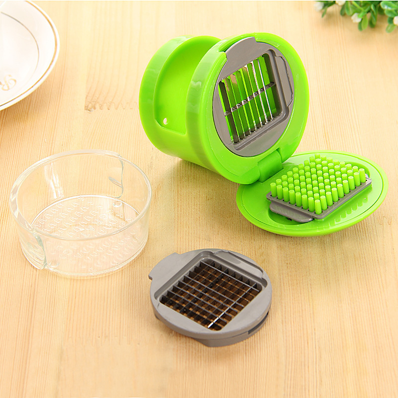 3 in 1stainless steel Slice Dice Garlic Crusher Machine round Lid Garlic Cube Easy use  Garlic slicer