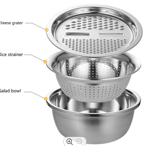 Multi-functional 3 in 1 stainless steel vegetable grater bowl set  for vegetable