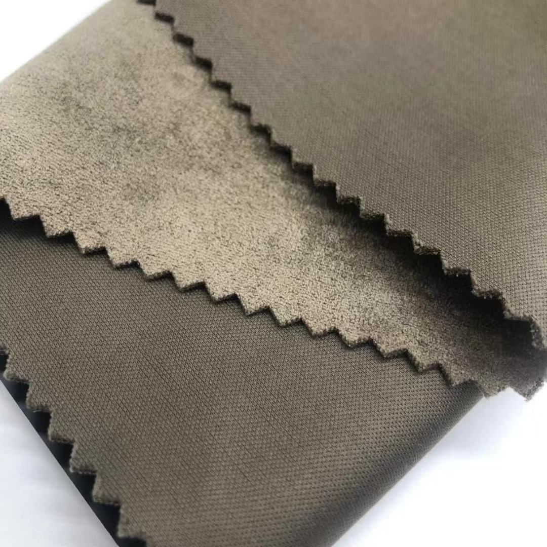 Suede Fabric Scuba Suede Fabric Faux Leather Brushed bonded knitted fabric for sofa jackets