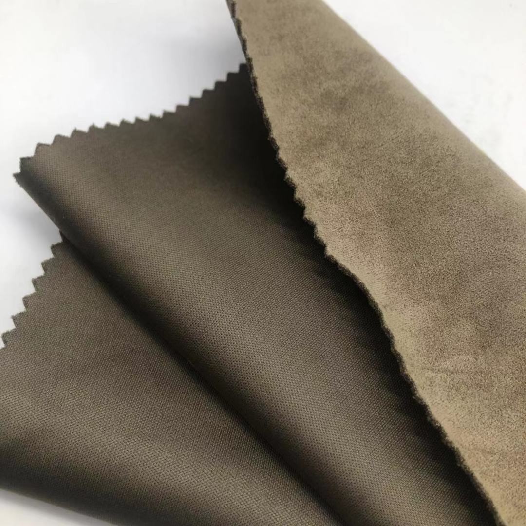 Suede Fabric Scuba Suede Fabric Faux Leather Brushed bonded knitted fabric for sofa jackets