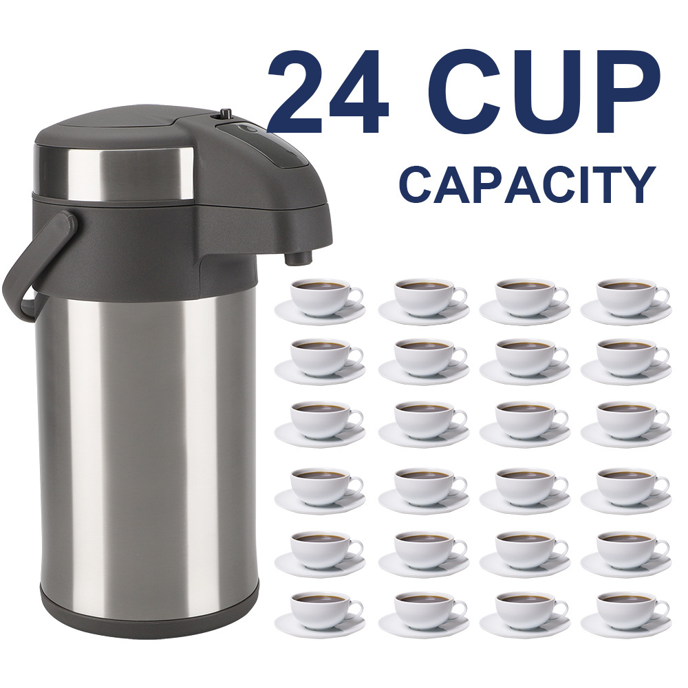 3L 4L Double Wall Stainless Steel Vacuum Flask Pot Large Capacity Coffee Air Pump Water Bottle Thermos With Handle