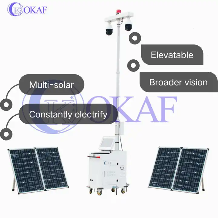 Lithium Ion BatteryLead Acid Battery mobile solar CCTV surveillance trailer