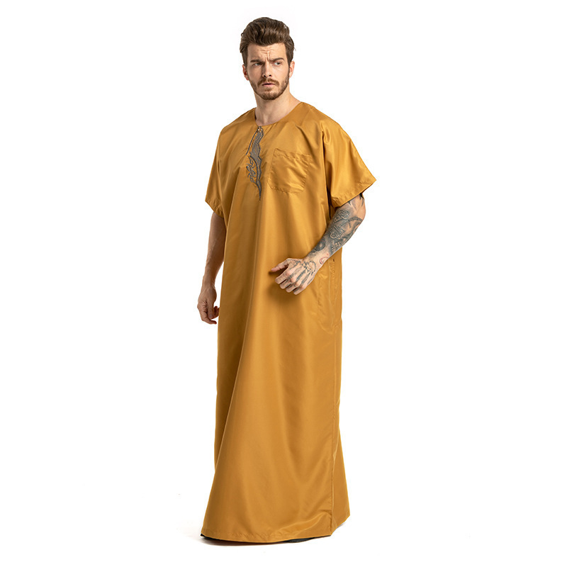 Wholesale Cheap Men Abaya Islamic Clothing Muslim Men Thobe Gamis Men Dress Galabia robes Thobe