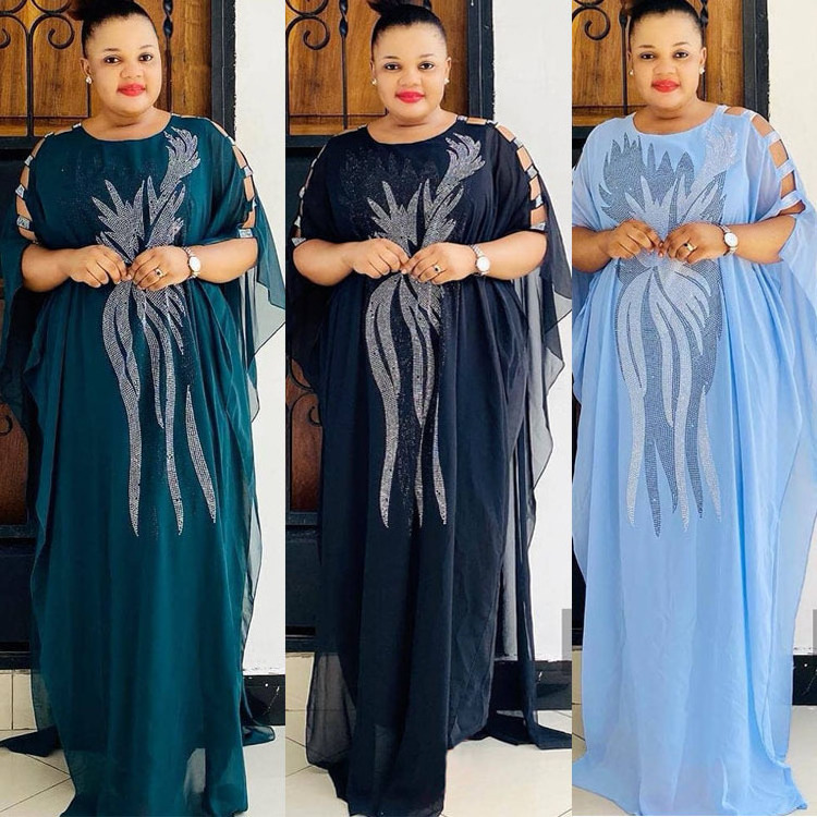 Loose Chiffon Hem Gown With Heavy-Duty Ironing Women'S Gana Africa Dress For Women Africaine Boubou Burqa