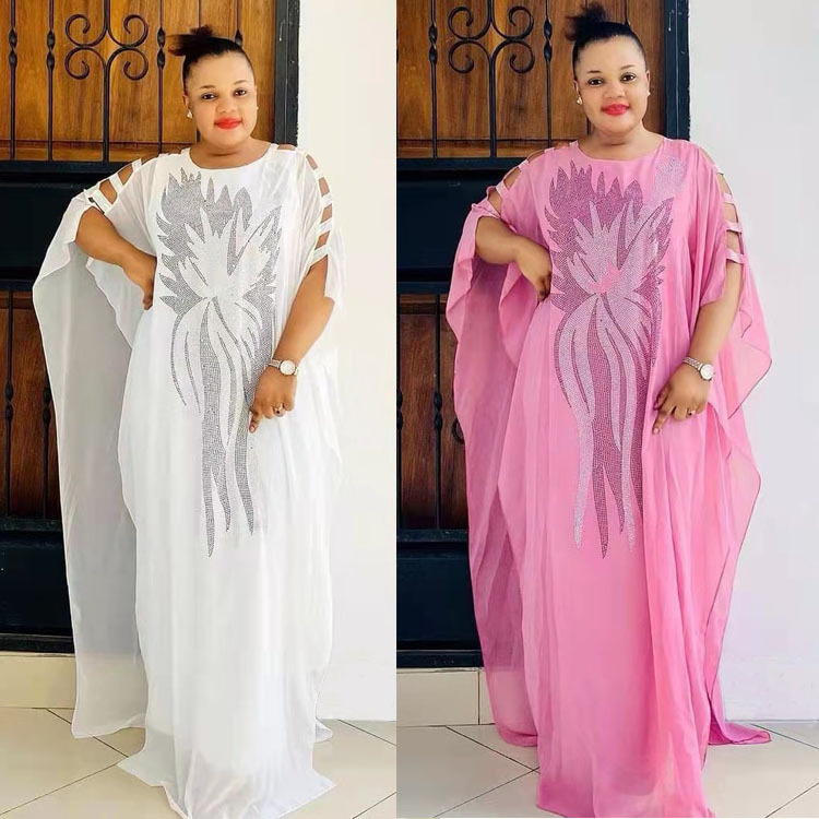 Loose Chiffon Hem Gown With Heavy-Duty Ironing Women'S Gana Africa Dress For Women Africaine Boubou Burqa