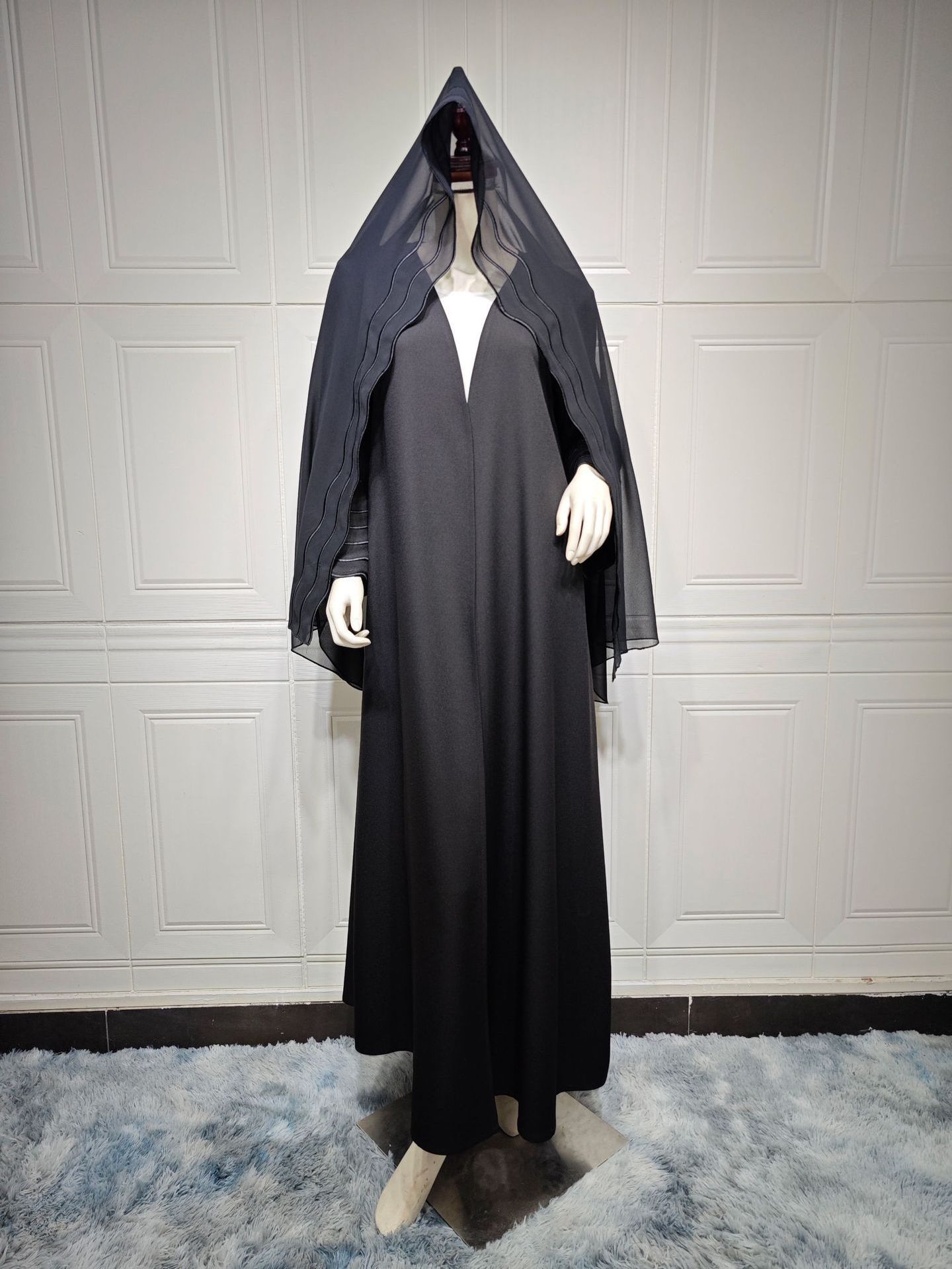 2023 Ramadan Black Luxury Islamic Dubai Muslim Beaded Abaya For Women