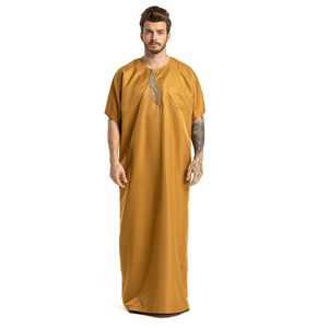 Wholesale Cheap Men Abaya Islamic Clothing Muslim Men Thobe Gamis Men Dress Galabia robes Thobe