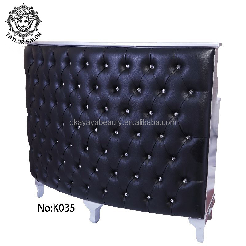 Wholesale modern salon furniture front counter commercial nail bar station pink diamond salon reception desk