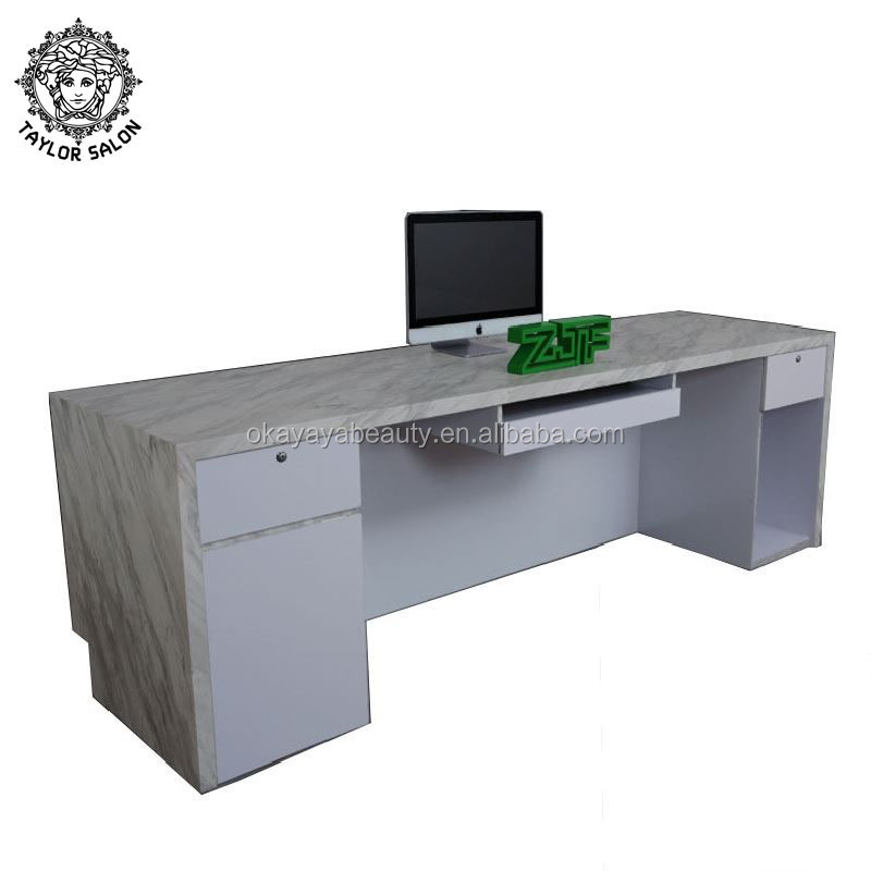 Hot selling white granite I shape reception desk for beauty salon