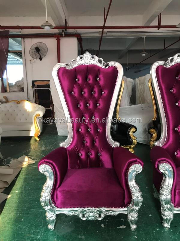 Hotel chairs furniture purple queen chair luxury throne wedding chair for sale