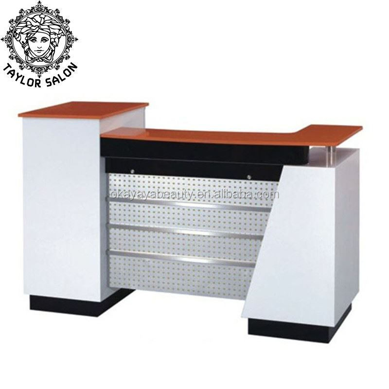 Hot selling gym office front podium table red reception desk for salon