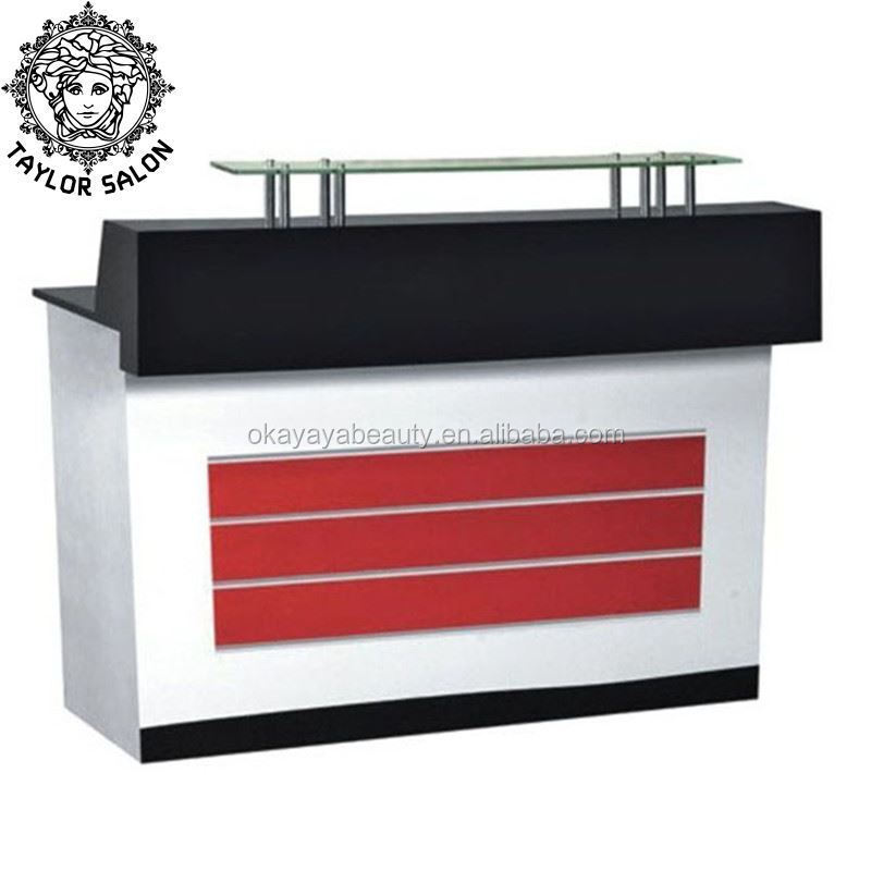 Hot selling gym office front podium table red reception desk for salon