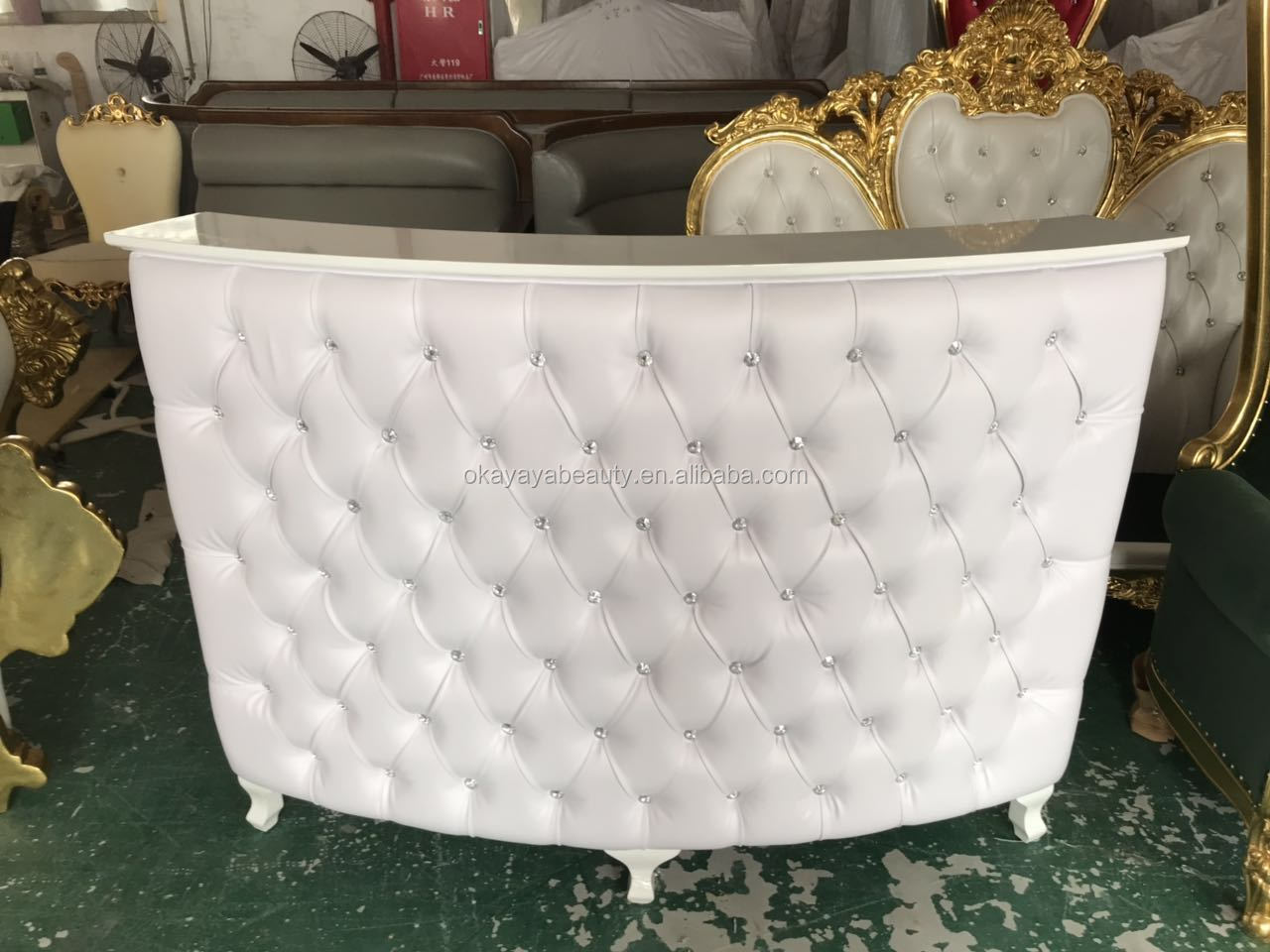 Wholesale beauty white reception desk front counter cheap salon furniture reception desk