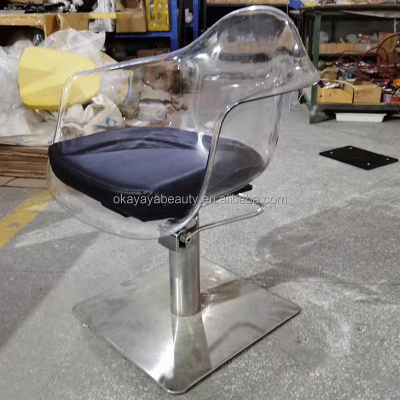 Salon furniture barber shop equipment hairdressing chairs acrylic hair cutting chairs transparent styling chair