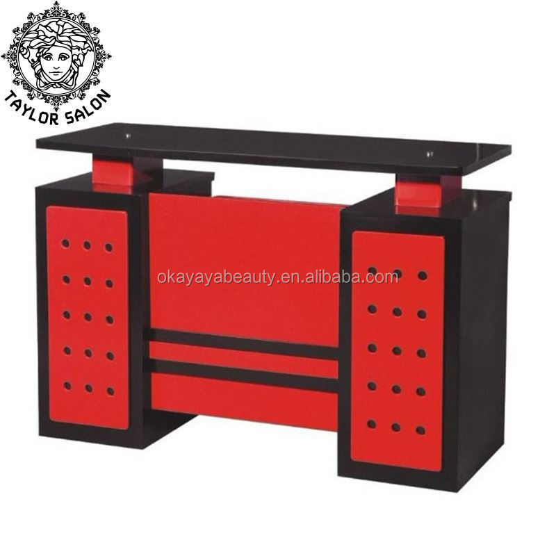 Hot selling gym office front podium table red reception desk for salon